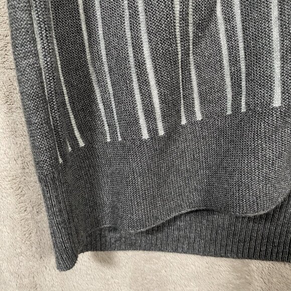 Alfani Cardigan Sweater Men’s XL Gray Striped V-Neck Button Up Grandpa Academia - Picture 5 of 13